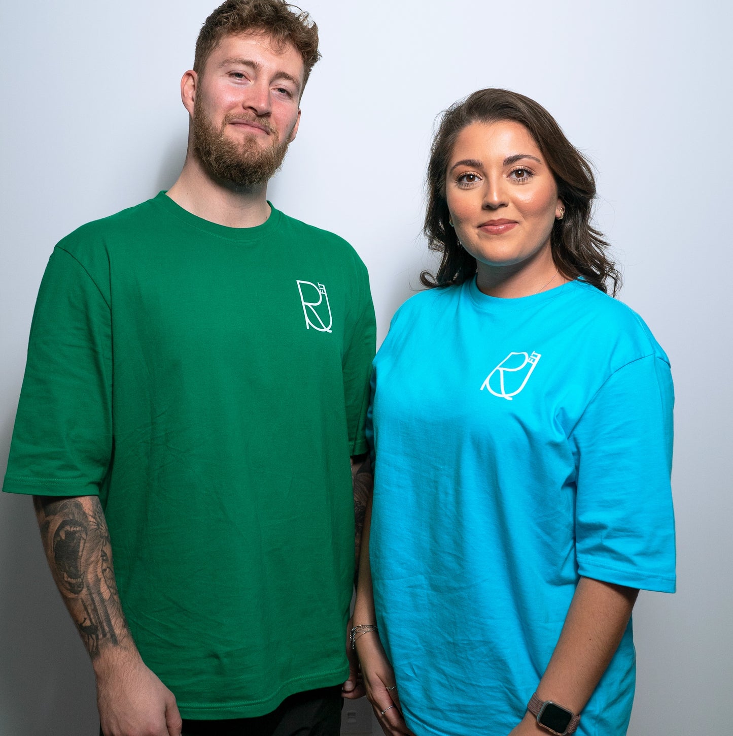 Rise up fit oversized t-shirts in Blue and Green Unisex